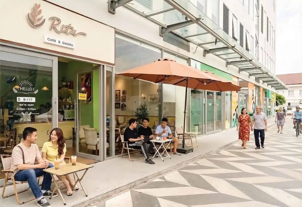Quán cà phê tại shophouse Urban Green