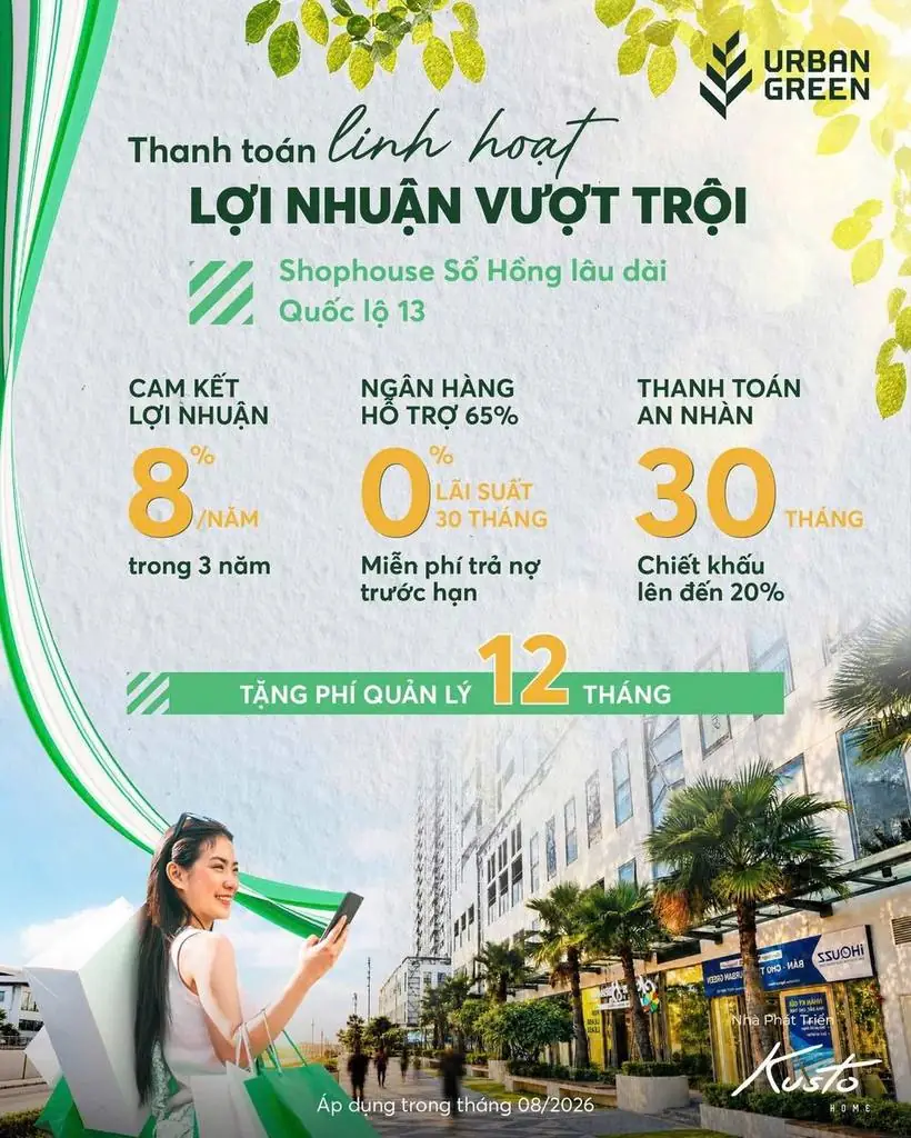 Chính sách bán hàng shophouse Urban Green: cam kết lợi nhuận 8%/năm
